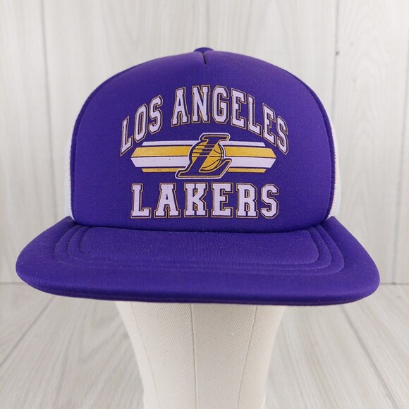 Adidas Los Angeles Lakers Hat Cap Purple‎ Snapback Trucker Foam Mesh OSFA NBA - Picture 1 of 8
